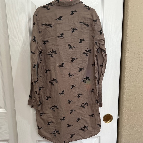 H & M Brown Shirt Dress with Unicorn Print size 10 AS IS - Picture 6 of 9